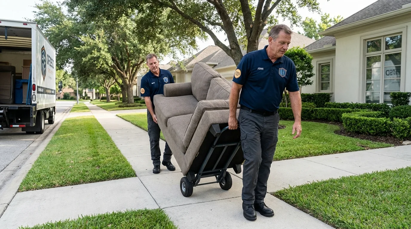 Local residential moving crew loading furniture in Planada, CA